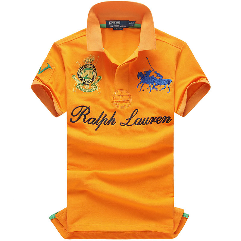 high neck t-shirt wholesale polo ralph lauren hommes 2013 italy cotton pl8009 orange blue
